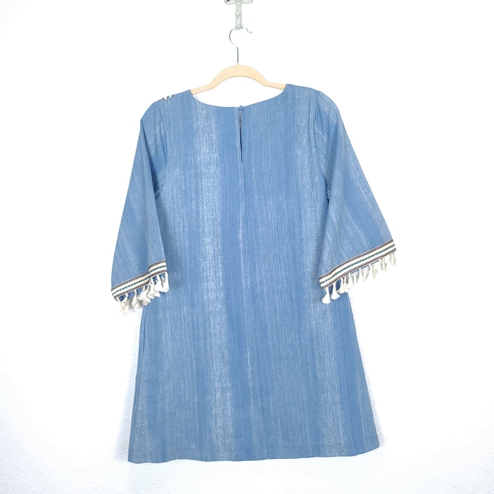 HAYDEN LA Boho Denim Chambray Tassels Mini Dress - Picture 11 of 16